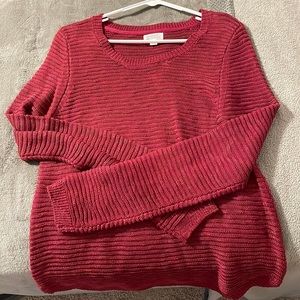 Red, knit, oversized sweater